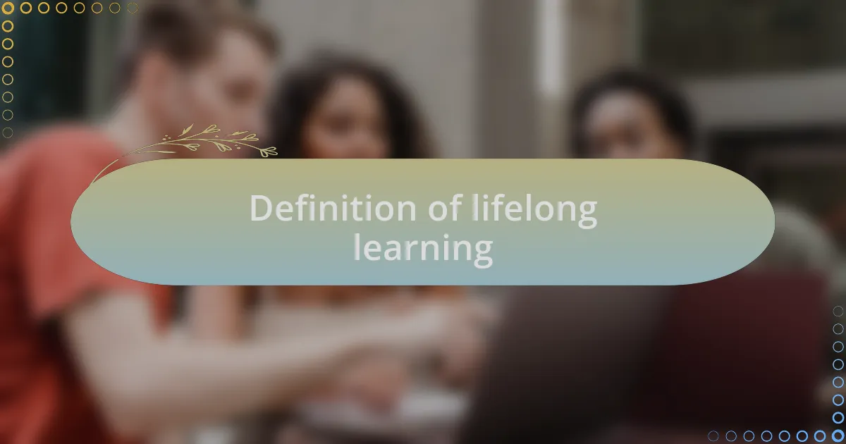 Definition of lifelong learning